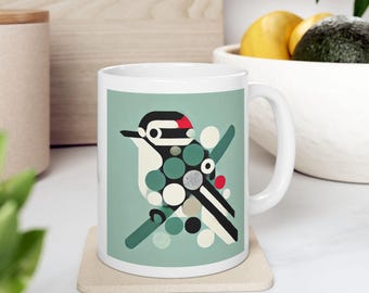 Taza de cerámica decorativa con diseño de pájaro carpintero, 11 oz - 15 oz