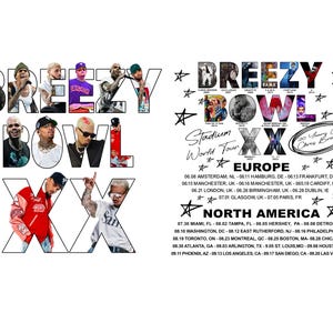 Chris Brown Breezy Bowl XX Tour 2025 TShirt PNG Design, Chris Brown Fan Gift Instant Download And Ready To Print, File Download