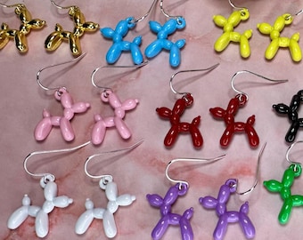 Playful Metal Balloon Dog Earrings - Whimsical Statement Jewelry, Fun Accessories for Dog Lovers