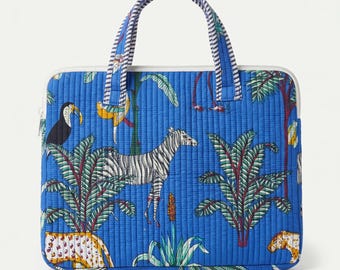 House of Posh Gesteppte Laptoptasche aus Baumwolle | 13"14" Handgefertigte Laptoptasche