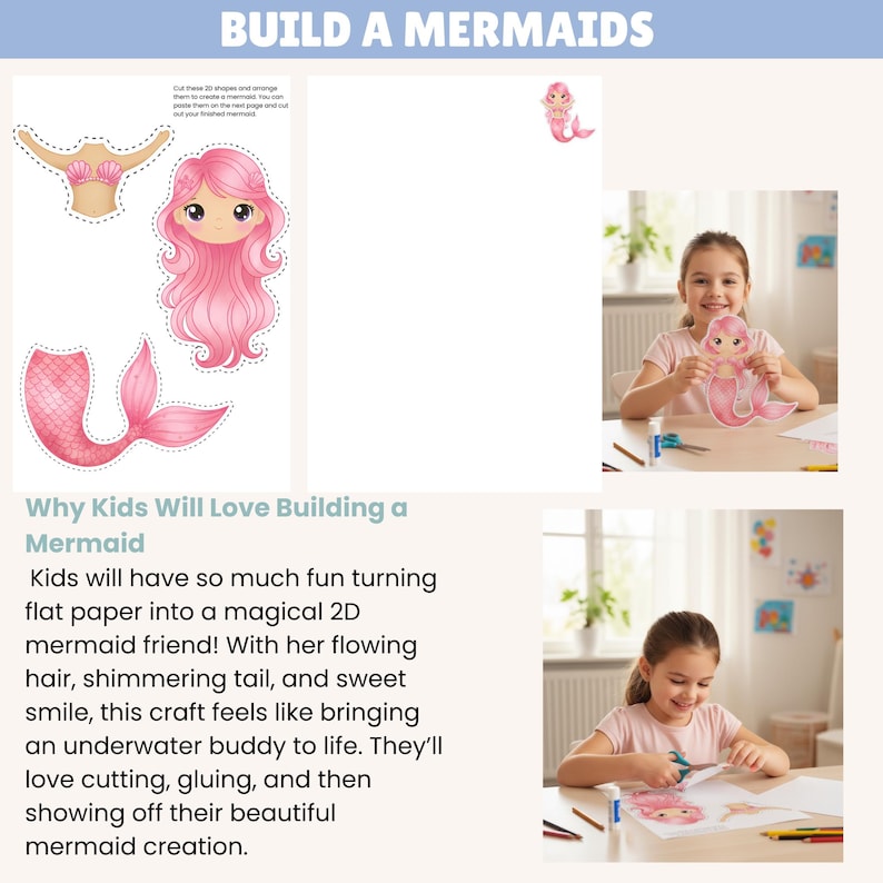Mermaid Cut and Paste Activity: DIY Paper Craft (digital Download) - Etsy
