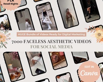 7000 Aesthetic Stock Videos - Social Media Reels, Canva-Ready (PLR)