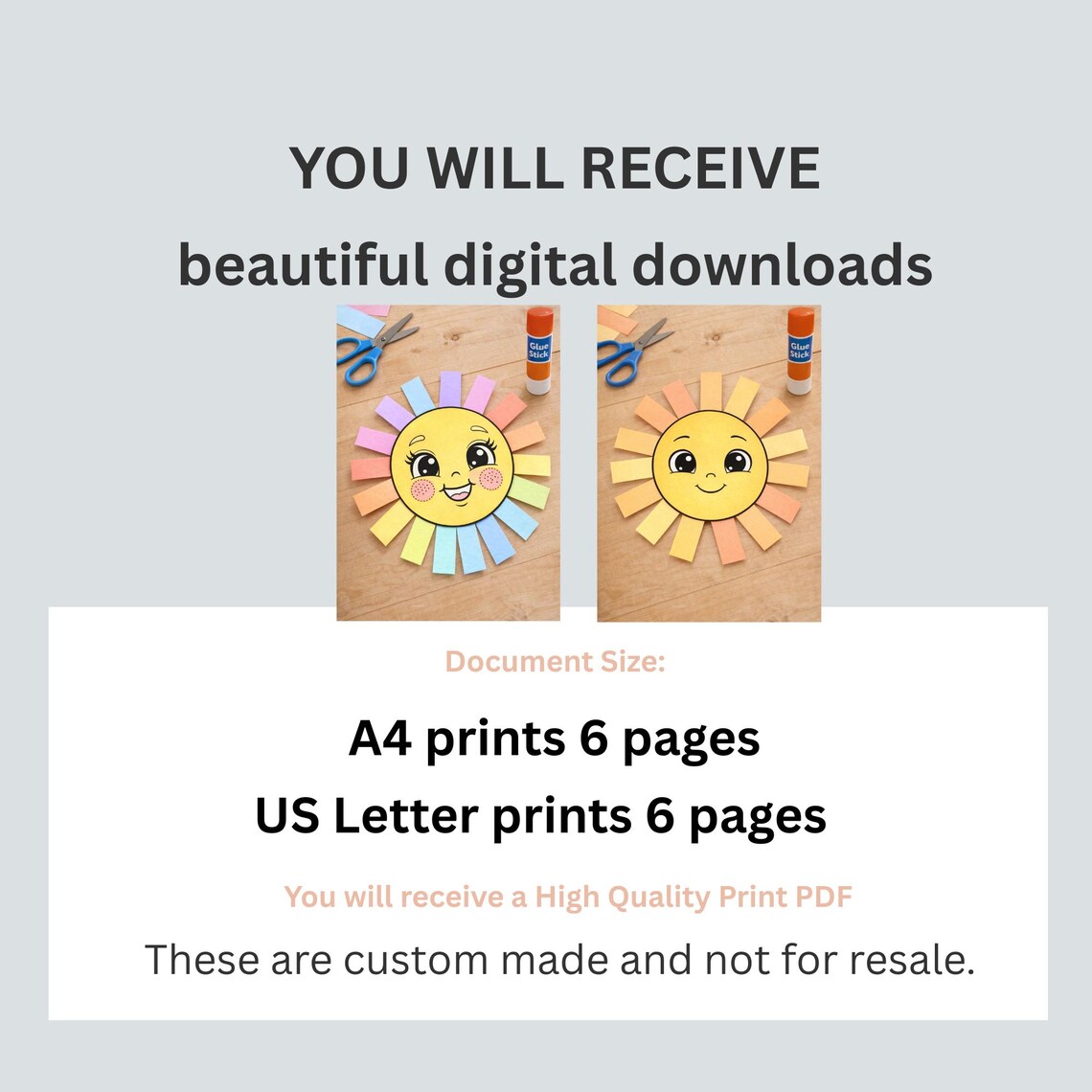 Cut and Paste Sun Craft for Kids | Colour Your Own Printable Activity ...