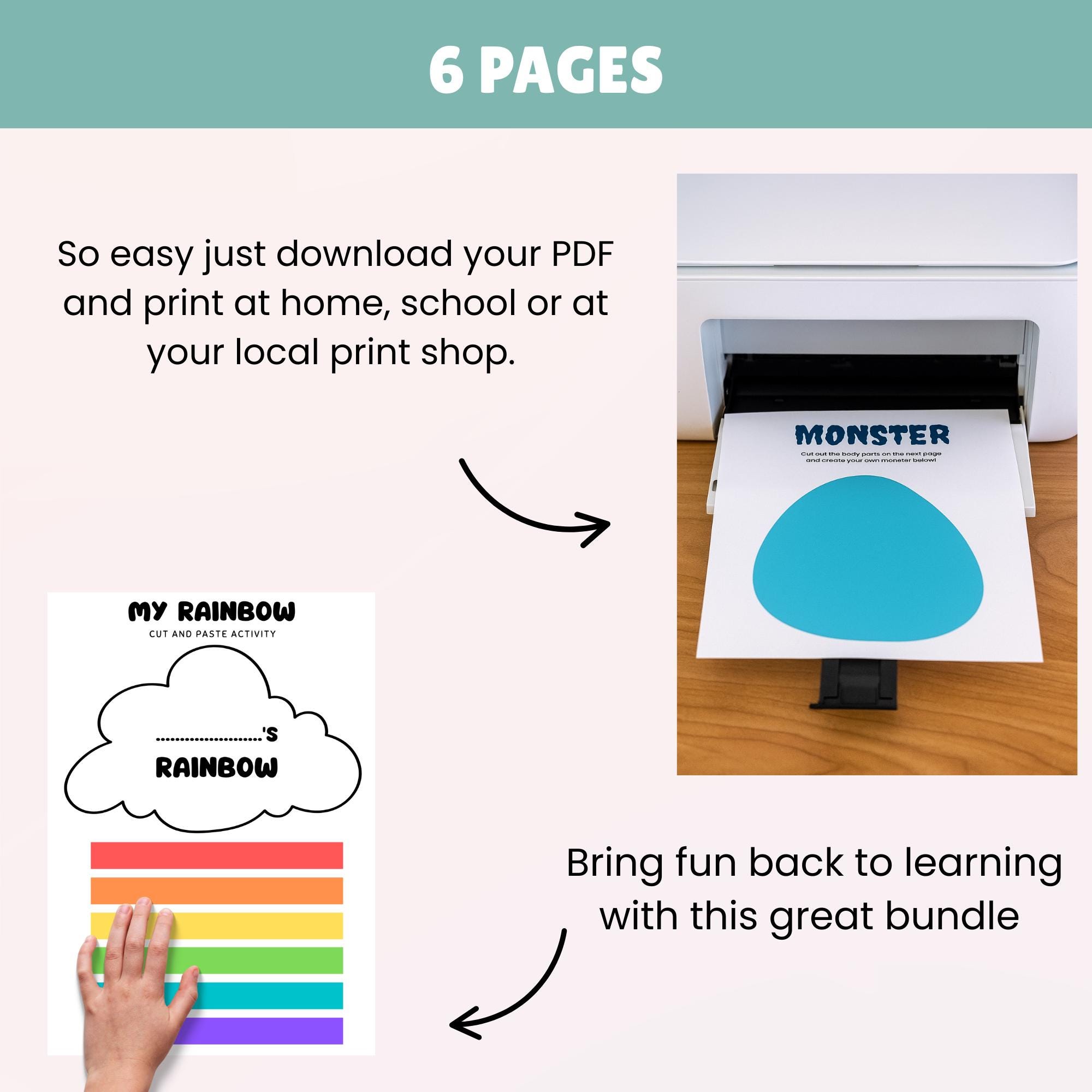 Cut & Glue Printable Craft Pack – Build a Lion, Monster, Caterpillar ...