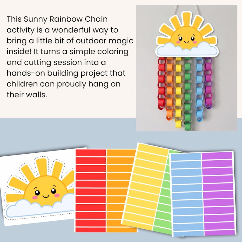 Cut and Paste Sunbeam Chain Craft | Printable Kids Activity | Rainbow ...