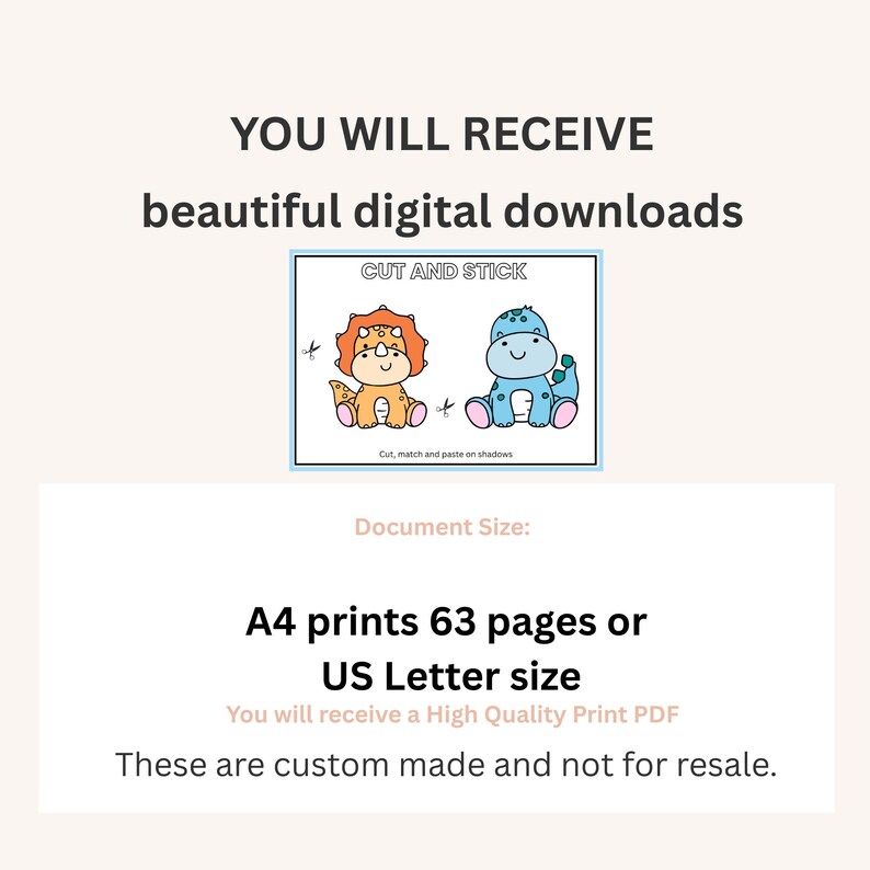 Perfect For:
🦖 At-home learning
🦖 Homeschooling
🦖 Classroom centers
🦖 Quiet time activities
🦖 Rainy day fun

📥 How It Works:
This is a digital download – no physical product will be shipped.
Upon purchase, you’ll receive a ready-to-print PDF file.
Sizes included: A4 and US Letter