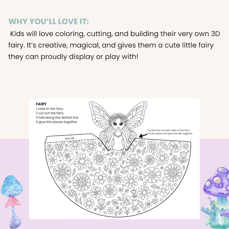 6 Paper Fairy Craft for Kids Printable Cut & Build Fairy Activity, Easy ...