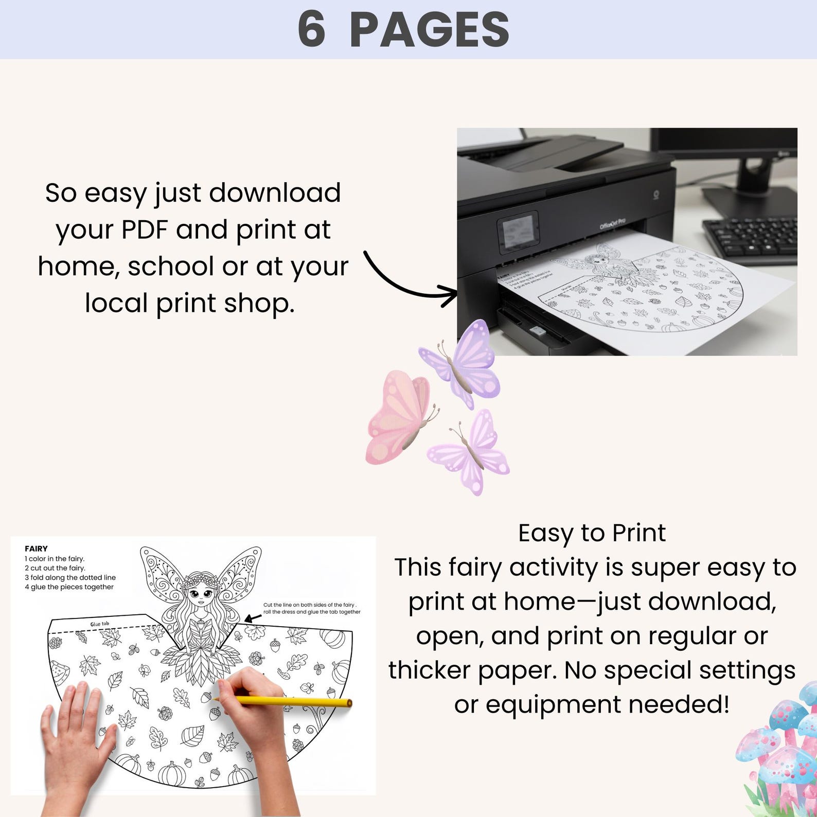6 Paper Fairy Craft for Kids Printable Cut & Build Fairy Activity, Easy ...