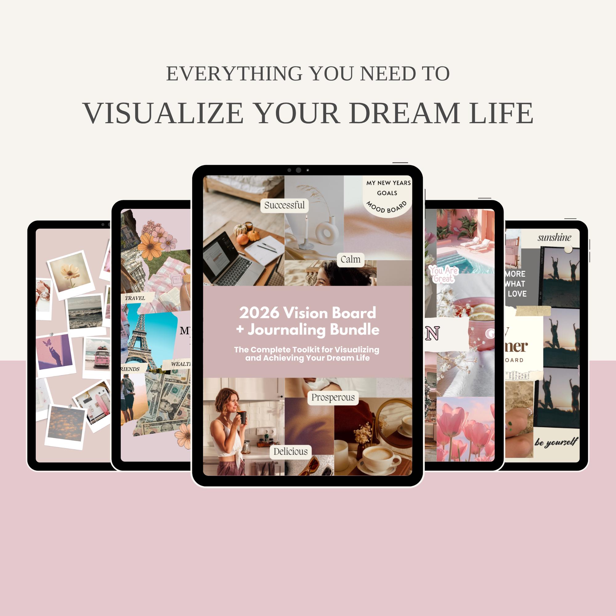 2026 Vision Board & Journaling Bundle Canva Templates | PLR/MRR Resell ...