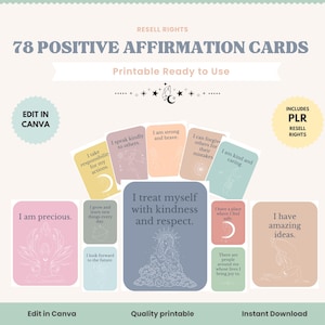 Teen Positive Affirmations | Resell Rights Editable Canva Template | Emotions & Feelings | Affirmation Cards | Printable PLR | Canva Resell