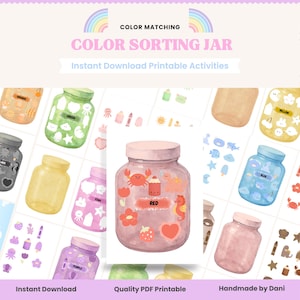 Color Sorting Game for Toddlers – Match the Colors in Jars | Preschool & Kindergarten Printable Activity | Montessori-Inspired color mtach