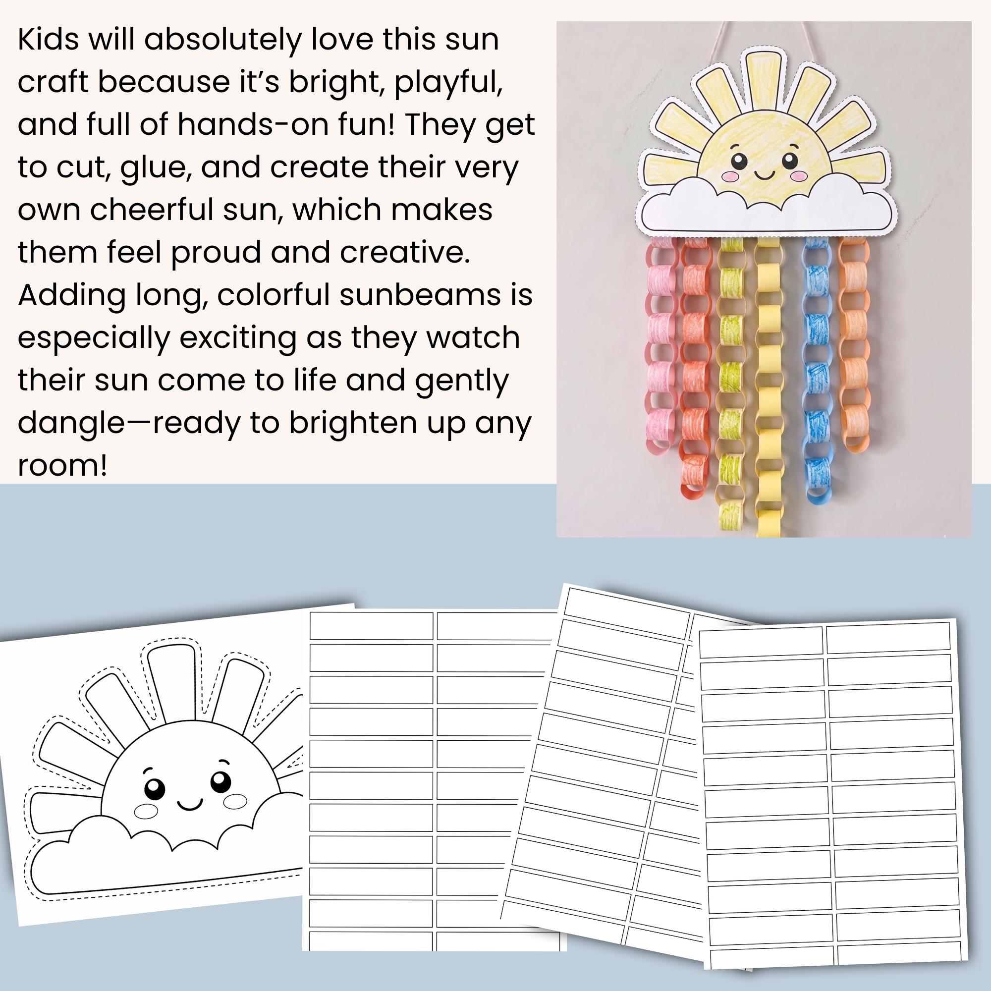 Cut and Paste Sunbeam Chain Craft | Printable Kids Activity | Rainbow ...