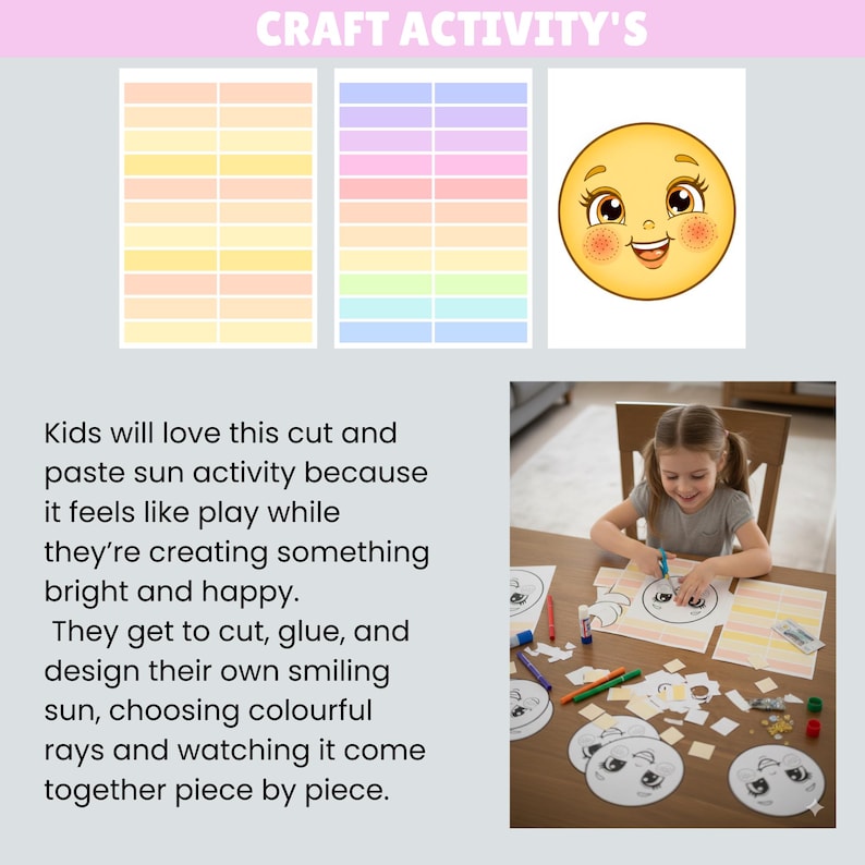 Cut and Paste Sun Craft for Kids | Colour Your Own Printable Activity ...