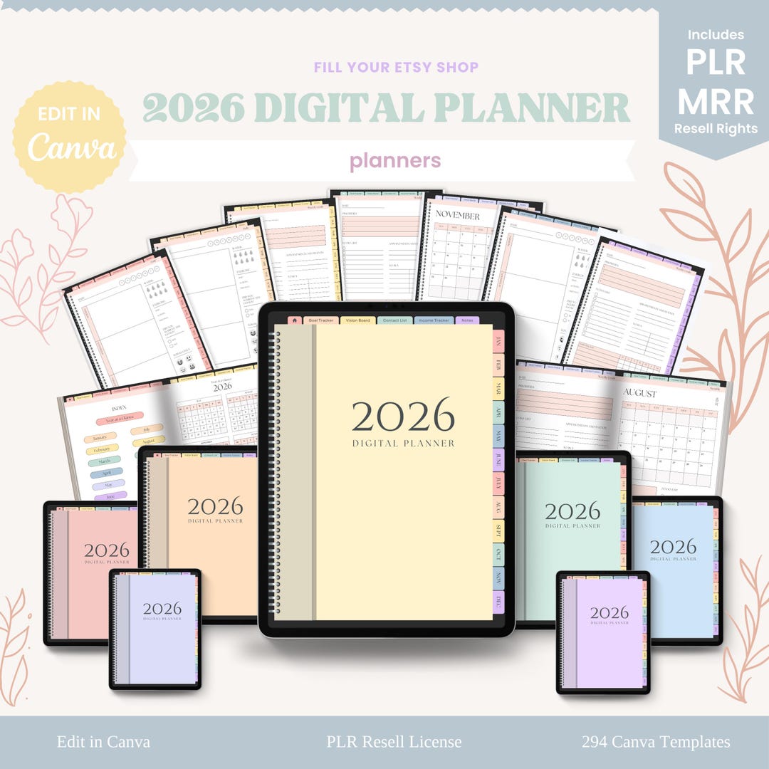 2026 Digital Planner Bundle | Hyperlinked PDF + Editable Canva Template ...