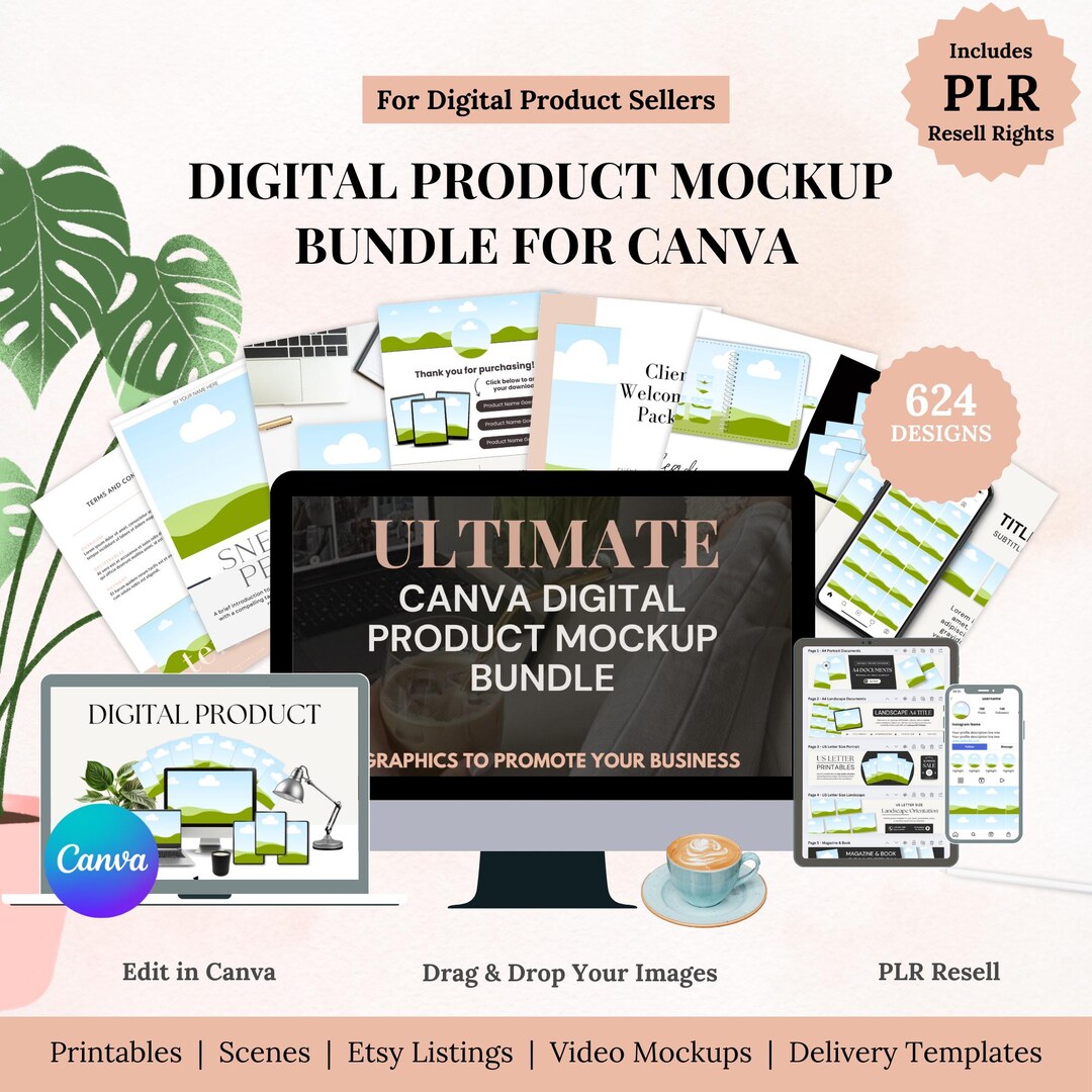 600+ Editable Designs | PLR | Digital Product Seller Kit | Etsy Mockups ...