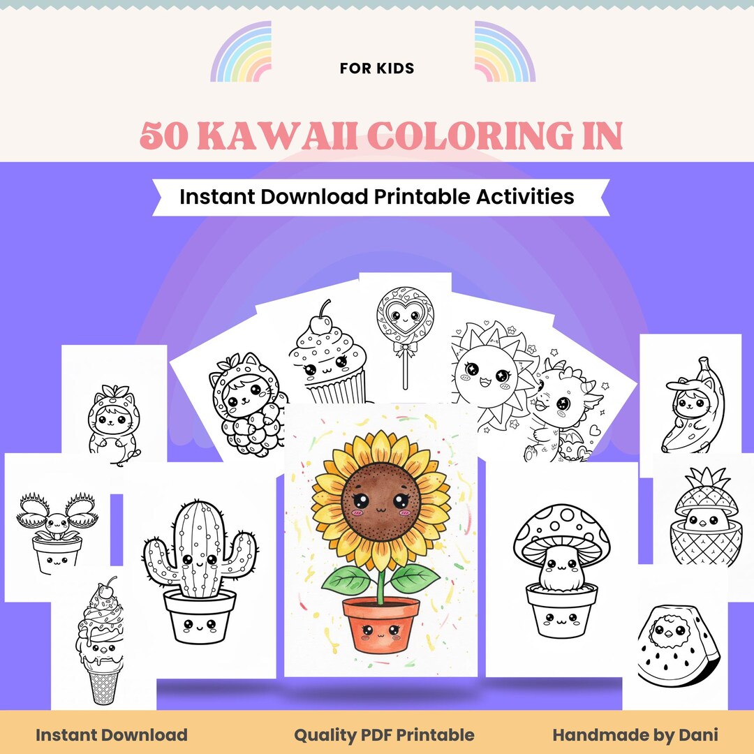 50 Kawaii Coloring Pages for Kids | Cute Coloring Book Printable ...