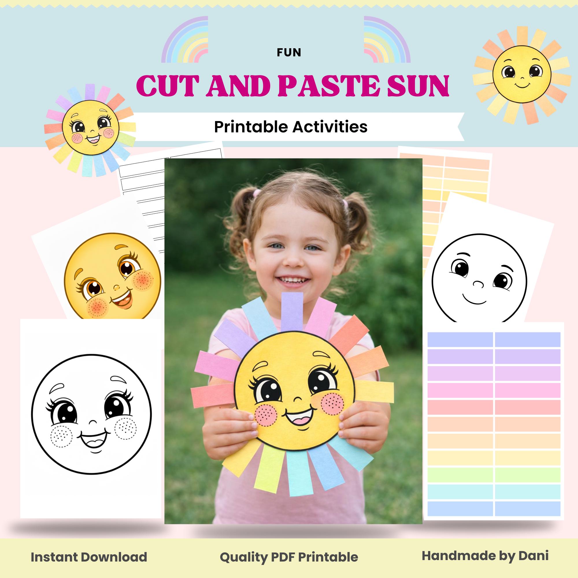 Cut and Paste Sun Craft for Kids | Colour Your Own Printable Activity ...