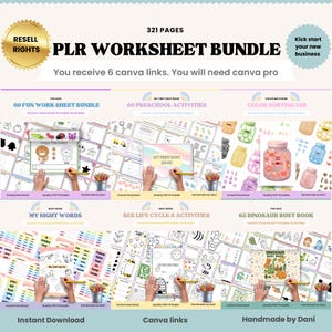 Kids Worksheets PLR Bundle – 6 Editable Activity Sets for Ages 4+ 🎉
Canva Template | Printable Worksheets | Commercial Use Allowed

Make learning fun and build your digital product shop at the same time! This Kids Worksheets PLR (Private Label Rights) Bundle includes 6 fully editable activity sets designed for children aged 4 and up. Perfect for teachers, homeschoolers, or digital product creators.