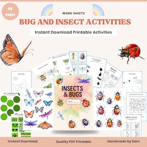 Bug and Insect Craft Activities busy book for Kids Cut and Glue Worksheets, Make a Caterpillar Fine Motor Fun Classroom Homeschool Printable