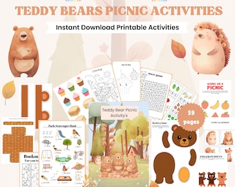 Teddy Bears Picnic Activity Bundle: Printable Crafts & Games (59 Pages) (Digital Download