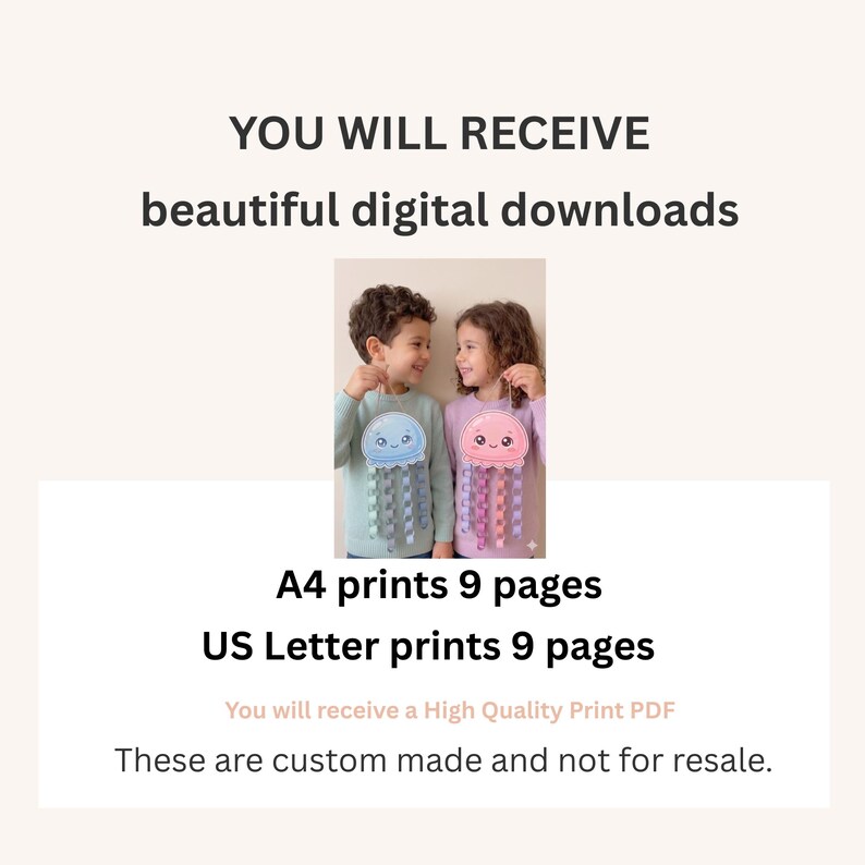 How It Works:

Download your files instantly after purchase
Print at home or at a print shop (A4 or US Letter)
Colour (optional), cut, and assemble your jellyfish
Hang and enjoy your creation!

Important Information:

This is a digital download – no physical item will be shipped
For personal and classroom use only
Not for resale, redistribution, or commercial use