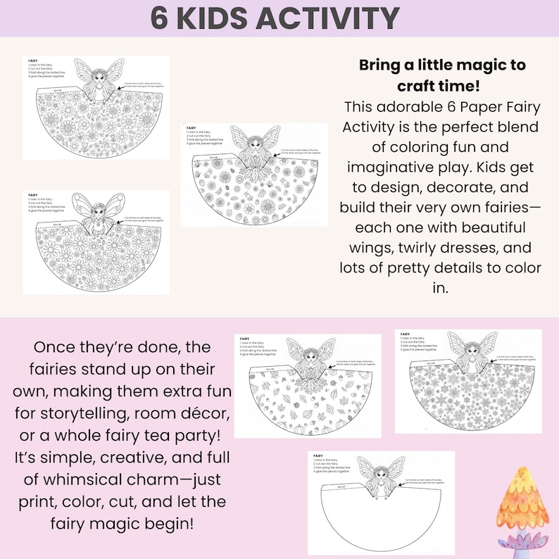 6 Paper Fairy Craft for Kids Printable Cut & Build Fairy Activity, Easy ...