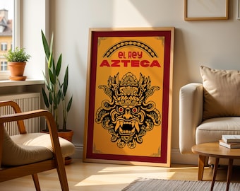 Aztec Mexican Wall Art, Vintage Mexican Print Maya Art Aztec Print Mexico Kitchen Poster Mexican Retro Art Painting Mexican Folk Poster Art