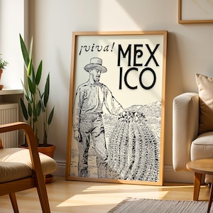 Cactus Mexican Folk Art | Retro Mexico Art Desert Mexican Culture Print Vintage Mexico Kitchen Poster Painting Mexican Folk Poster Art