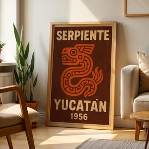 Serpent Aztec Mexican Folk Art, Vintage Aztec Poster Art Mexican Culture Print Vintage Mayan Wall Art Mexican Folk Poster Vintage Mexico Art
