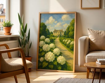 Pintura de hortensias, Impresión de hortensias, Arte mural de hortensias, Arte milenario, Impresión del mercado de flores, Arte mural más vendido, Impresiones botánicas