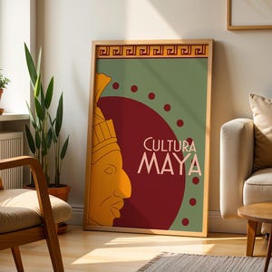 Cultura Maya Mexican Wall Art, Retro Mayan Mexican Culture Print Mexico Kitchen Poster Mexican Vintage Art Painting Mexican Folk Poster Art