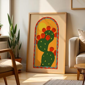 Cactus Mexican Kitchen Wall Art | Mexican Culture Print Mexican Retro Vintage Mexico Kitchen Poster Mexican Art Painting Mexican Folk Poster