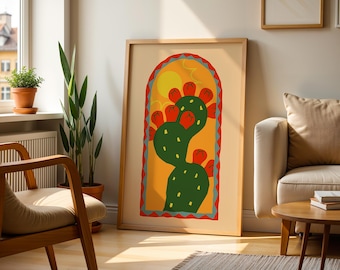 Cactus Mexican Kitchen Wall Art | Mexican Culture Print Mexican Retro Vintage Mexico Kitchen Poster Mexican Art Painting Mexican Folk Poster