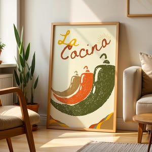 Chile Mexican Kitchen Wall Art, Mexican Culture Print Mexican Vintage Art Mexico Kitchen Poster Mexican Retro Art Poster Mexico Cooking Art
