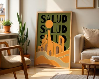 Arte de pared de cocina mexicana Salud / Impresión de cultura mexicana Póster de cocina retro vintage mexicana Pintura de arte mexicano Pósteres populares mexicanos