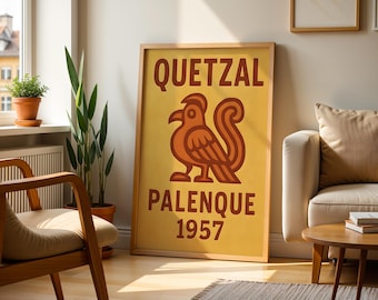 Quetzal Aztec Mexican Wall Art, Vintage Aztec Poster Art Mexican Culture Print Vintage Mayan Wall Art Mexican Folk Poster Vintage Art Print