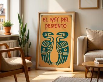 Vulture King Mexican Kitchen Wall Art | Mexican Culture Print Mexican Vintage Mexico Kitchen Poster Mexican Art Painting Mexican Folk Poster