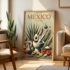 Vintage mexikanische Küche Wandkunst, Mexiko Wohnkultur, lateinamerikanisches Poster, lateinspanische Küche Drucken, Kunstleinwand Traditionelle mexikanische Kunst