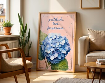 Pintura de hortensias, Impresión de hortensias, Arte mural de hortensias, Arte milenario, Impresión del mercado de flores, Arte mural más vendido, Impresiones botánicas