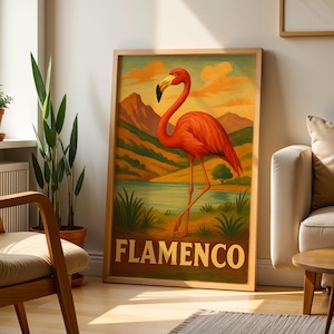 Flamenco Mexican Folk Art | Mexico Art Print Cactus Wall Art Mexico Wall Art Mexican Culture Print Mexico Art Mexico Poster Flamingo Art