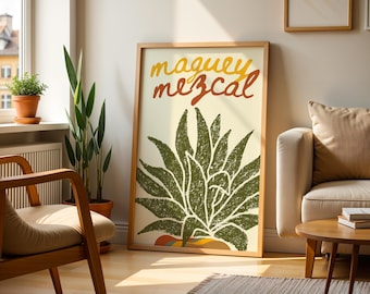 Mezcal Mexican Kitchen Wall Art | Mexican Culture Print Mexican Retro Vintage Mexico Kitchen Poster Mexican Art Painting Mexican Folk Poster