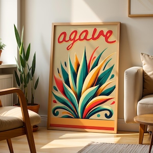 Agave mexikanische Küche Wandkunst | Mexikanische Kultur Poster Mexikanische Retro Vintage Mexiko Küche Poster Mexikanische Kunst Malerei Mexikanische Folklore Poster