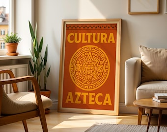 Aztec Mexican Wall Art, Vintage Mexican Print Maya Art Aztec Print Mexico Kitchen Poster Mexican Retro Art Painting Mexican Folk Poster Art