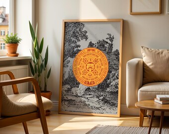 Arte mural de cocina mexicana con oro maya / Impresión de cultura mexicana Póster de cocina mexicana vintage Pinturas de arte mexicano Pósteres populares mexicanos