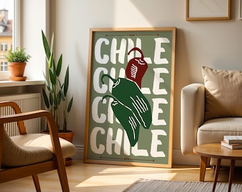 Arte mural de cocina mexicana de Chile / Impresión de cultura mexicana Póster de cocina retro vintage mexicano Pintura de arte mexicano Pósteres populares mexicanos