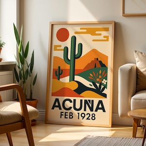 Bauhaus Acuna Wüste Wandkunst | Bauhaus Poster Mexikanische Kultur Print Mexikanische Retro Kunst Vintage Mexiko Küche Poster Folklore Poster Kunst
