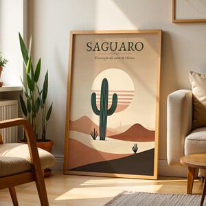 Saguaro Kaktus Mexikanische Wand Kunst | Mexiko Küche Poster Mexikanische Kultur Druck Mexiko Retro Vintage Mexikanische Kunst Malerei Mexikanische Folk Poster