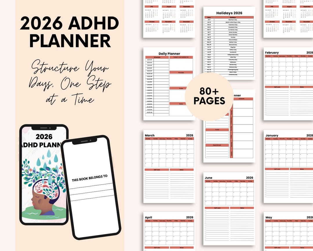 2026 ADHD Digital Planner: Hyperlinked Goodnotes PDF (ipad) - Etsy