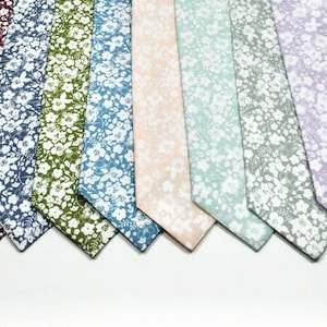 Floral Wedding Necktie: Sage, Blue, Lavender, Olive Floral Ties