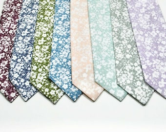 Floral Wedding Necktie: Sage, Blue, Lavender, Olive Floral Ties